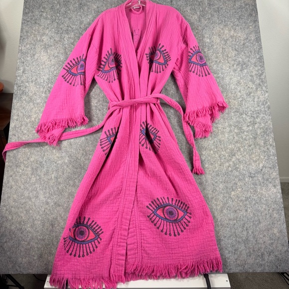 Pink Evil Eye Patterned Robe - Picture 1 of 9